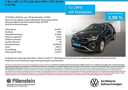 VW T-Roc Volkswagen LIFE 1.0 TSI LED NAVI APP-C PDC