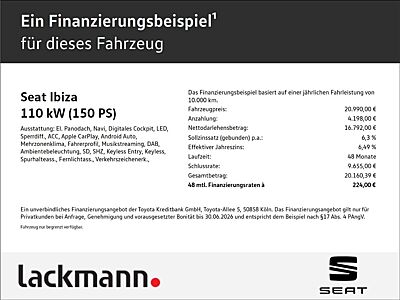 SEAT Ibiza 1.5 FR Black Edition*Pano*Alcantara*XL*SHZ*