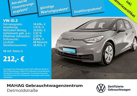 VW ID.3 Volkswagen Pure CITY WÄRMEPUMPE CCS NaviPro LED 1-Gang