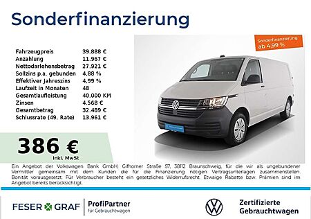 VW T6 Transporter Volkswagen T6.1 Transporter 6.1 Kasten 2.0TDI LR AHK Rückfahrkamera Klima
