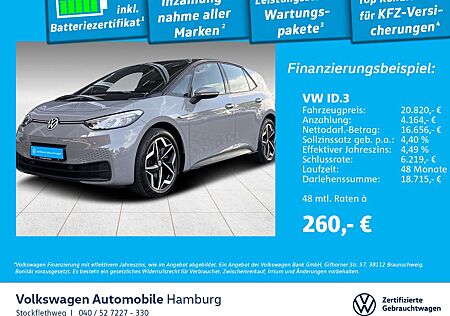 VW ID.3 Volkswagen Pro Performance Life Navi CarPlay Wärmepum.