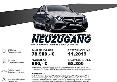Mercedes-Benz E 63 AMG S/4M/PERFOMACE/STH/HEADUP/360°/SITZKLIM