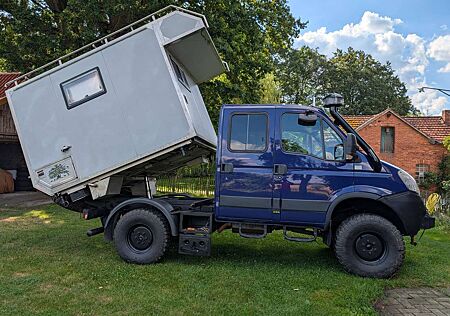 Iveco Daily Scam 55S18DW 4x4 Wohnmobil und 3 seiten Kipper Wohnabsetzkabine Doppelsplitgetriebe 24 Gang alle Sperren Winde 5,5 tonner