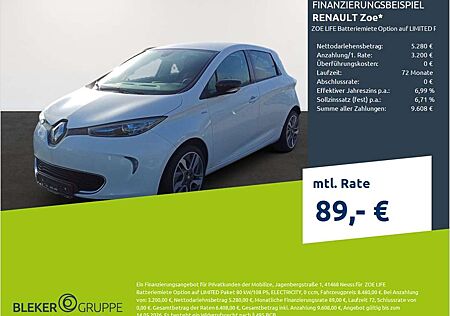 Renault ZOE LIFE Batteriemiete Option auf LIMITED Paket