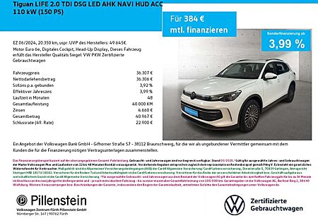 VW Tiguan Volkswagen LIFE 2.0 TDI DSG LED AHK NAVI HUD ACC