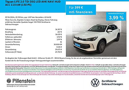 VW Tiguan Volkswagen LIFE 2.0 TDI DSG LED AHK NAVI HUD ACC