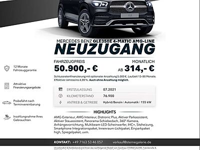 Mercedes-Benz GLE 350 E/AMG-LINE/DISTRO+/PANO/360°/AHK LED
