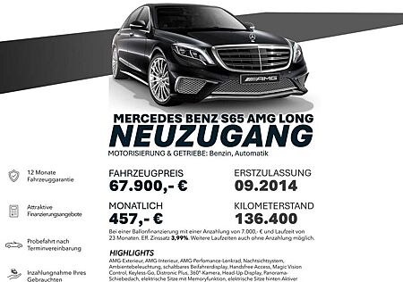 Mercedes-Benz S 65 AMG LANG/NACHTS/360°/BEIFAHRERDIS/MEMORY