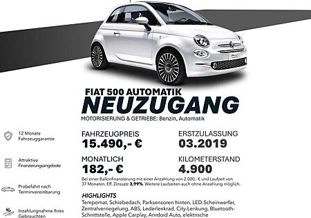 Fiat 500 LOUNGE/SCHIEBE/TEMPO/AUTOM/LED Tempom. PDC