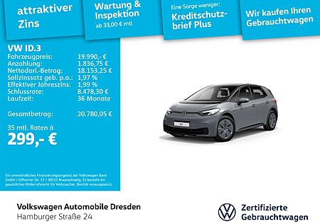 VW ID.3 Volkswagen Pure Performance LED APP WÄRMEPUMPE