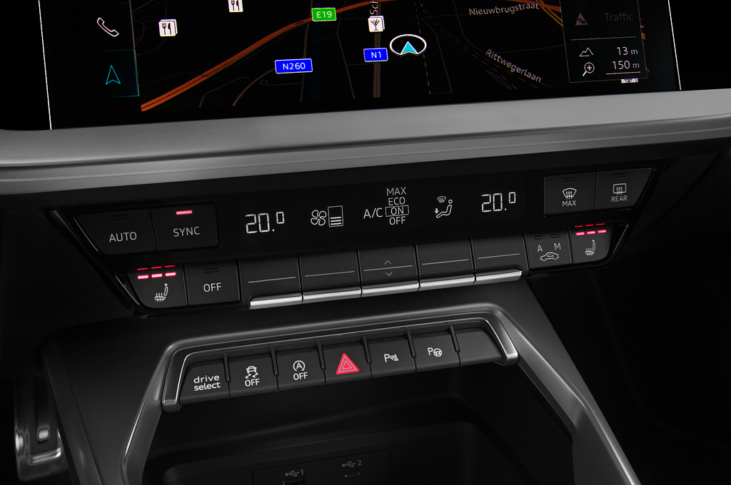 Audi A3 (Baujahr 2020) S Line 4 Türen Temperatur und Klimaanlage