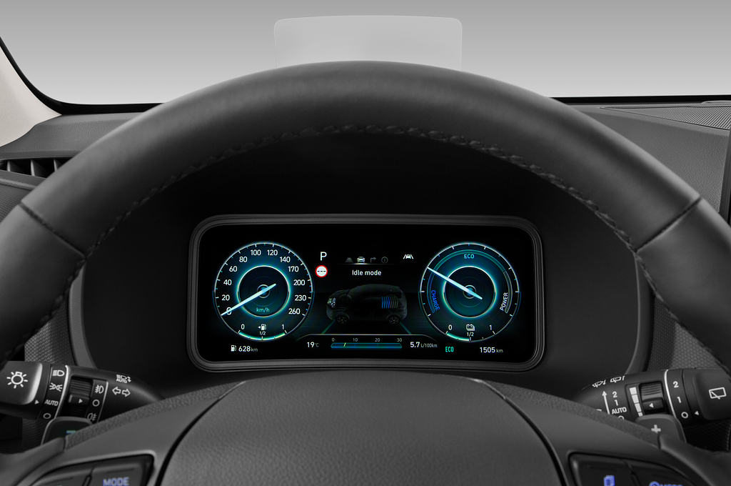 Hyundai Kona Hybrid (Baujahr 2021) Trend 5 Türen Tacho und Fahrerinstrumente