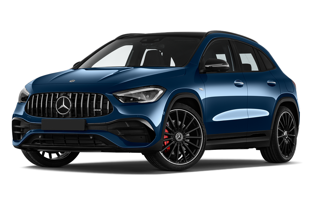 Mercedes GLA (Baujahr 2021) AMG 45 S 5 Türen seitlich vorne mit Felge
