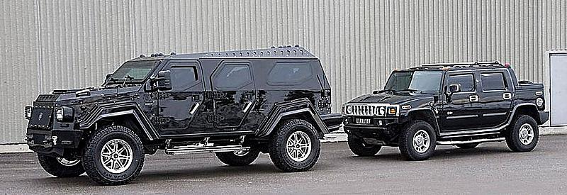 Der Knight XV im Größenvergleich zu einem Hummer