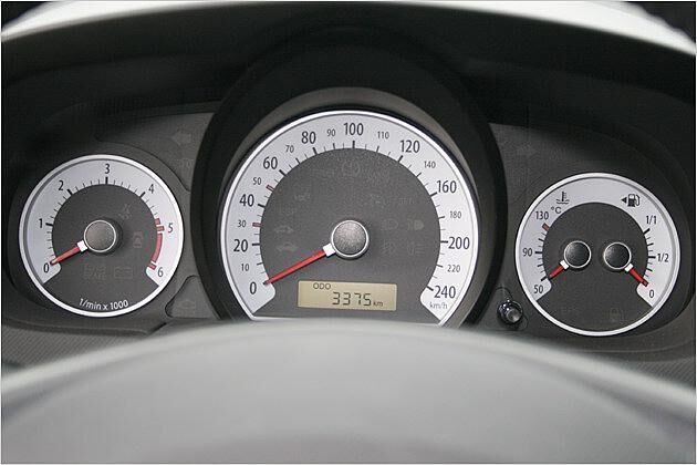 Der Tachometer ist mittig angeordnet