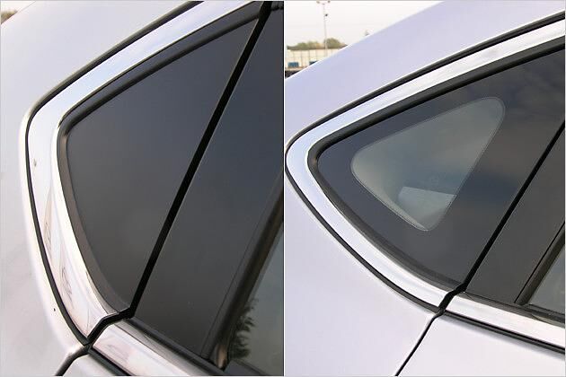 Das Stufenheck (links) hat hinten einen Plastikeinsatz, das Fließheck (rechts) eine Glasscheibe