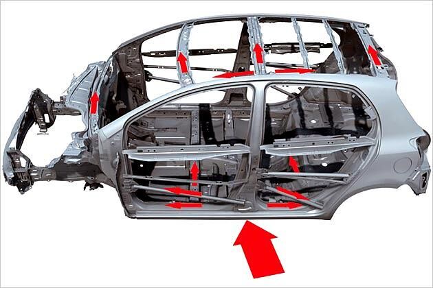 Die Fahrgastzelle des Yaris hat sich im EuroNACP-Crashtest als sehr verformungssicher erwiesen