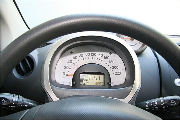 Anzeigen-Minimalismus: Geschwindigkeit, Tankfüllstand, Uhrzeit und Kilometer