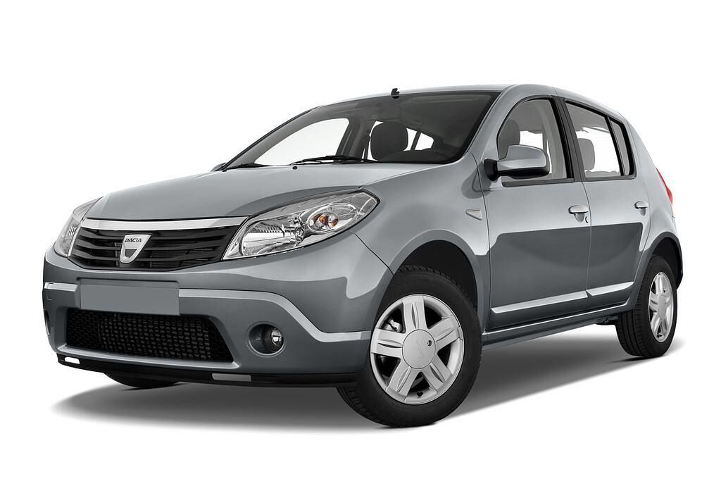 Dacia Sandero (Baujahr 2010) Laureate 5 Türen seitlich vorne mit Felge
