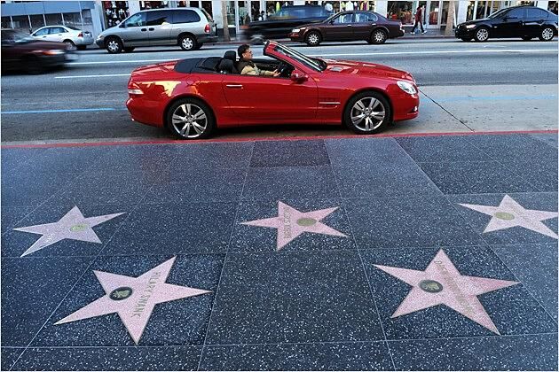 Kurzer Blick auf den Walk of Fame in Hollywood
