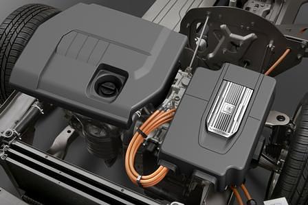Opel Ampera: Verbrennungsmotor links, Elektromotor rechts
