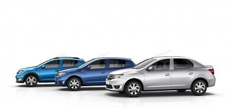Dacia Logan (vorne), Dacia Stepway und Dacia Sandero