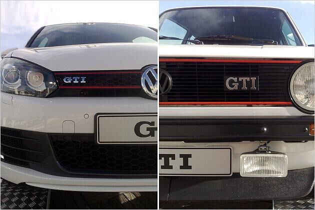 Der erste GTI (rechts) trägt sein Logo noch auf der rechten Seite