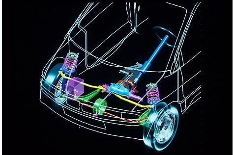 So sah die technische Zeichnung der Vorderachse inklusive Lenkung beim BMW E1 (Z11) aus