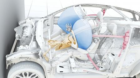 Funktionsgrafik der Airbags im Volvo C30