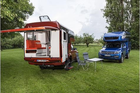 VW Amarok 3.0 TDI Geho Cab Kora - das Heckteil des Reisemobils lässt sich öffnen