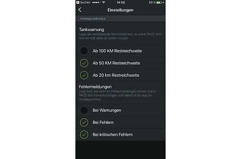 Die Meldungen können vorkonfiguriert werden