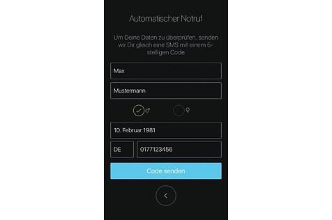 Für den Notruf muss die Mobilfunknummer eingegeben werden