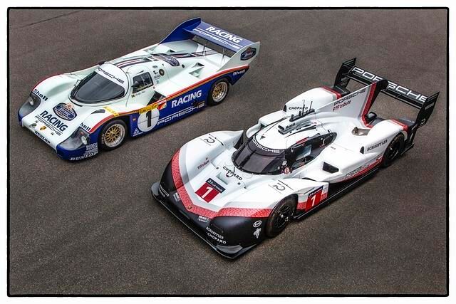 Der 919 Evo (rechts) und das 1983er Rekordauto von Stefan Bellof, der 956C