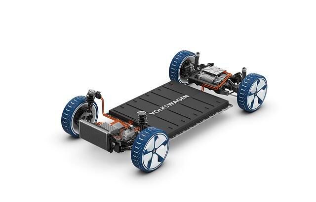 Das Chassis eines Elektro-VW