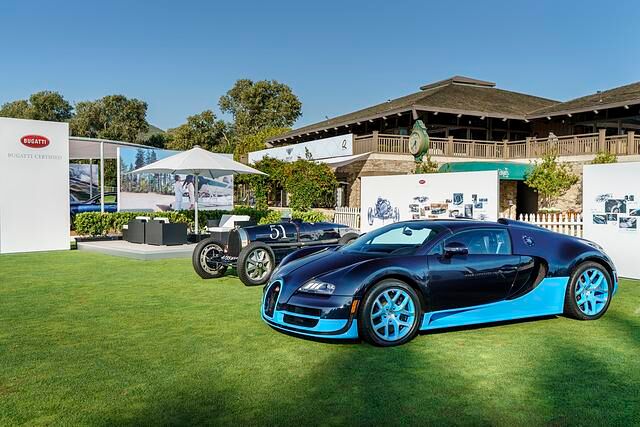 Bugatti Veyron Grand Sport, 2012, schnellster Serien-Roadster der Welt, mit Bugatti Typ 51 von 1931