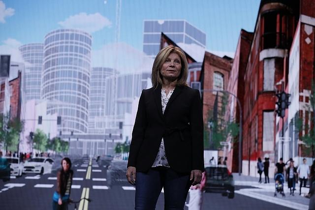 Ford EVP and President of Mobility Marcy Klevorn on the keynote stage