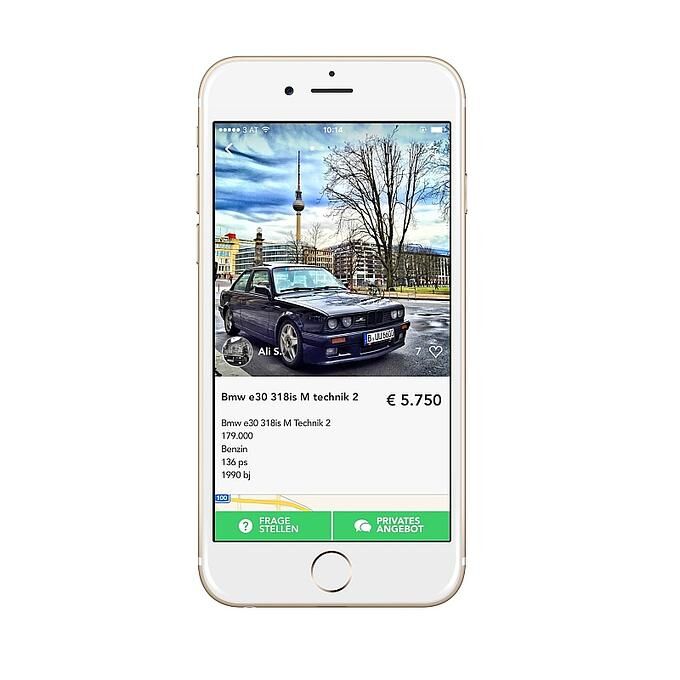 So schaut eine BMW Anzeige bei der Shpock-App aus