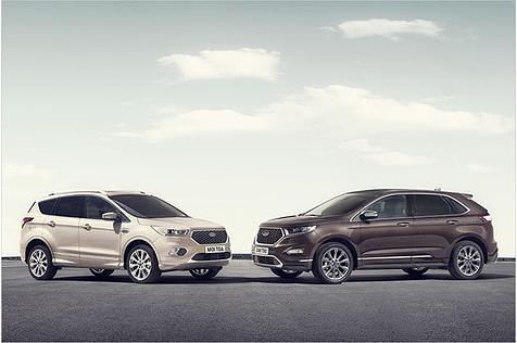 Der Ford Edge Vignale (rechts) kann schon bestellt werden, bald folgt der neue Kuga Vignale (links)