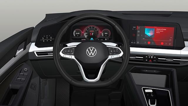 Für die digitalen Instrumenten haben sich die Designer eine spezielle GTI-Grafik mit großem, mittigem Drehzahlmesser ausgedacht