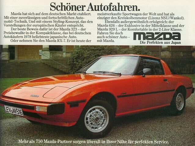 Kreise um die Konkurrenz fuhr ab 1978 der keilförmige Klappscheinwerfer-Sportwagen Mazda RX-7