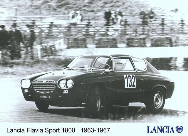 Hier der von Ercole Spada gezeichnete und bei Zagato mit Leichtmetallkarosserie gebaute Sportcoupé Flavia Sport bei einer Rally im Jahr 1963