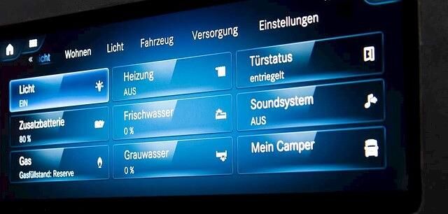 Alternativ kann man das MBAC-Menü sich auch auf dem großen Touchscreen des MBUX-Infotainmentsystems anzeigen lassen