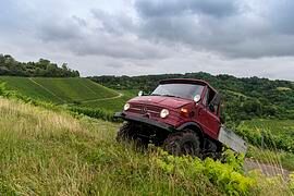 Panorama: Weinbau mit einem Unimog - Veteran im Wingert