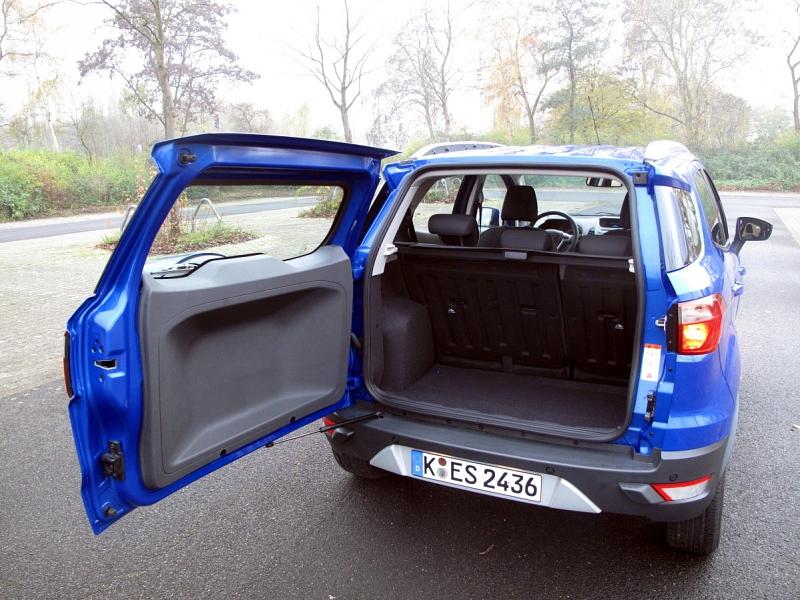Die große Hecktür des Ford Ecosport 1.0 Ecoboost