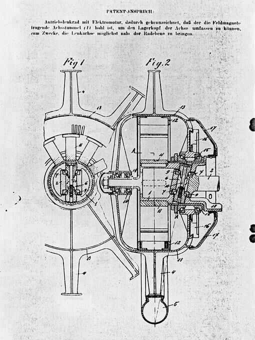 Porsche Radnabenmotor aus der Österreichischen Patentschrift