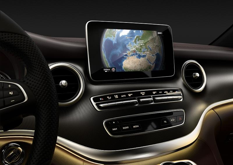 Das frei stehende 7-Zoll-Zentraldisplay.