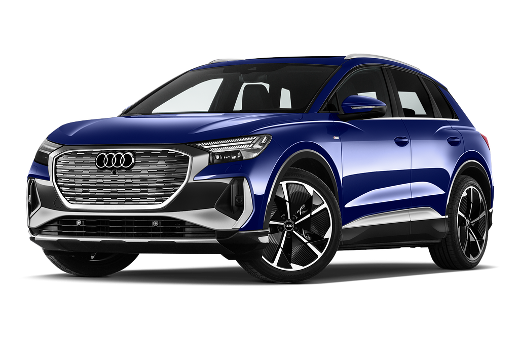Audi Q4 e-tron (Baujahr 2022) EV S Line 5 Türen seitlich vorne mit Felge