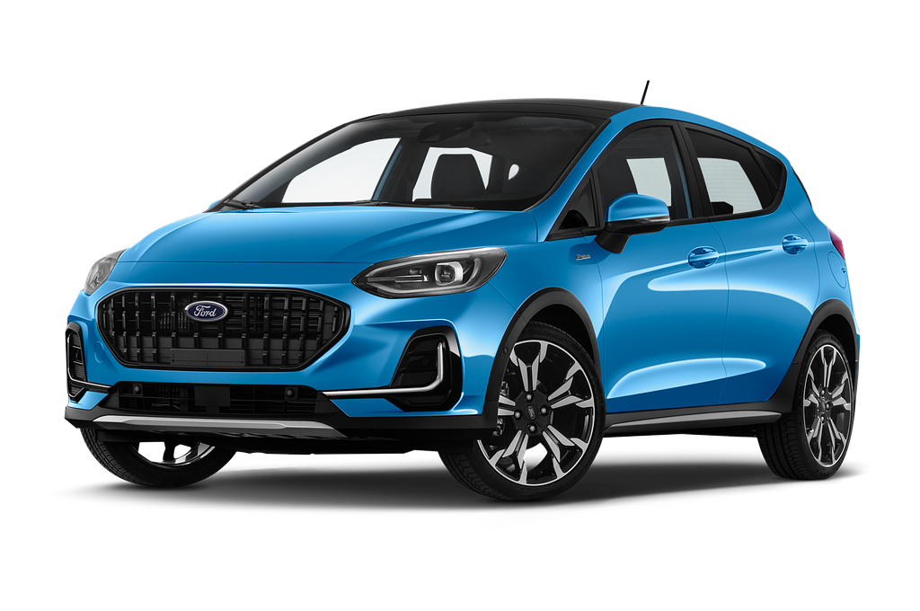 Ford Fiesta (Baujahr 2022) Active X MHEV 5 Türen seitlich vorne mit Felge