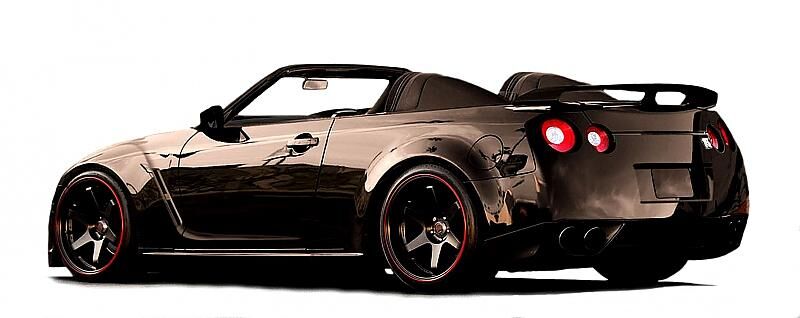 Das Nissan GTR Cabrio hat einen großen Heckspoiler