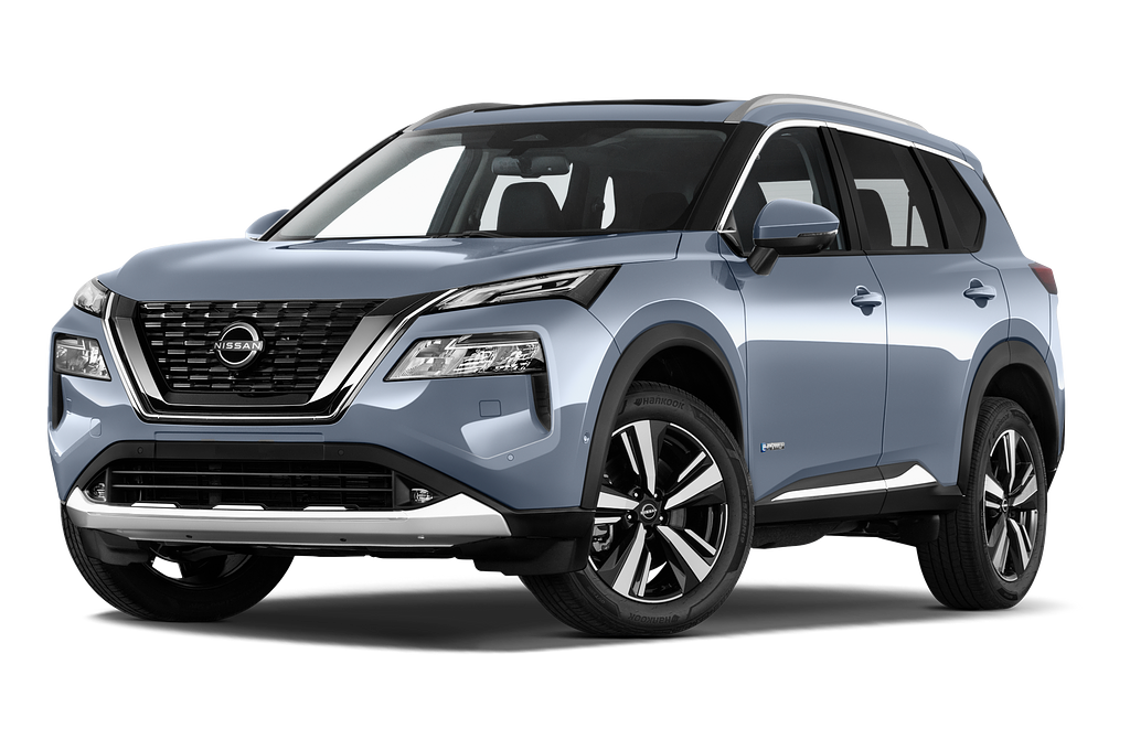 Nissan X-Trail (Baujahr 2023) e-Power Tekna 5 Türen seitlich vorne mit Felge